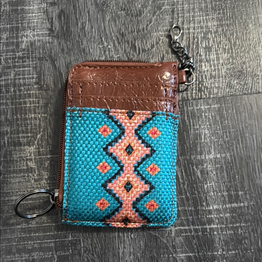 Bohemian Brown and Teal Woven Wallet